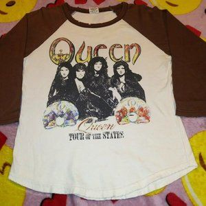 Vintage Queen Tour Of The States Freddie Mercury Rock Band 3/4 Sleeve T-shirt